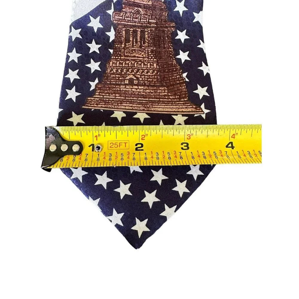 Vintage Statue Of Liberty, America Flag Necktie Tie Renaissance Hand Made 59”x4”